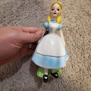 Vintage Alice Ceramic Figurine with Blue Dress and Yellow Hair